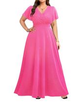 Vestido rosa choque plus size feminino, vestidos formais, festa noturna, dama de honra, mãe da noiva, vestidos longos de baile de gala, 2025 Vestido rosa choque plus size feminino, vestidos formais, festa noturna, dama de honra, mãe da noiva, vestidos longos de baile de gala, 2025