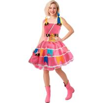 Vestido Rosa de Festa Junina pra Mulher Adulta de Luxo Rodado Com Bandeirinhas e Bolsa Vestido Rosa de Festa Junina pra Mulher Adulta de Luxo Rodado Com Bandeirinhas e Bolsa