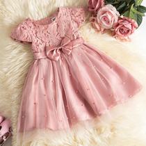 Vestido Rosa de Princesa para Meninas - Ideal para Primeiro Aniversário, Casamento e Festas (1-5 anos)