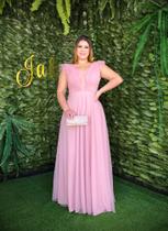 Vestido Rosa Em Tule Com Brilho, O Tradicional Gode Com A Dutileza Da Manga Em Camadas. Tam G Vestido Rosa Em Tule Com Brilho, O Tradicional Gode Com A Dutileza Da Manga Em Camadas. Tam G