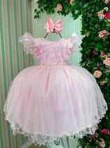 Vestido rosa flor jardim festa infantil daminha RN a 3 anos Vestido rosa flor jardim festa infantil daminha RN a 3 anos