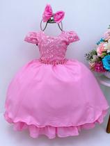 Vestido Rosa Infantil Dama Daminha Florista Princesa Realeza - Puzzle