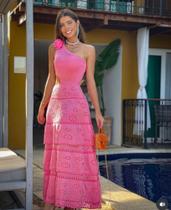 Vestido rosa longo