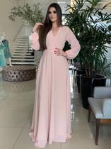 Vestido Rose com Manga Longa Vestido Rose com Manga Longa