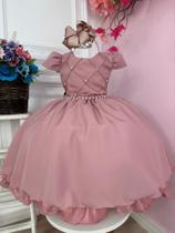 Vestido Rosê Infantil Festa Luxo