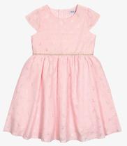 Vestido Roupa Infantil Vestidinho Manga Curta Saia Rodada Rosa Claro Batizado Aniversário