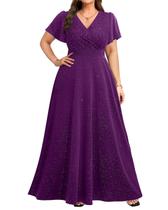 Vestido roxo plus size feminino, convidado formal de casamento, vestidos de noite longos, dama de honra, gala, mãe, vestidos de formatura, 2025 Vestido roxo plus size feminino, convidado formal de casamento, vestidos de noite longos, dama de honra, gala, mãe, vestidos de formatura, 2025