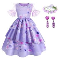 Vestido roxo Yipkorra Encanto Mirabel para meninas de 3 a 4 anos