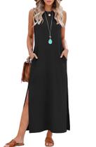 Vestido RUMIA 2026 Casual Maxi Sundress com Decote Redondo Preto M Vestido RUMIA 2026 Casual Maxi Sundress com Decote Redondo Preto M