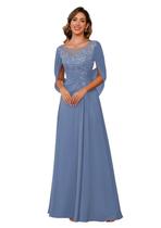 Vestido RUMUGUYA Mother of the Bride Steel Blue Chiffon A Line
