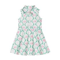 Vestido RWYBEIW Infantil Sem Mangas para Golfe com Zíper e Gola, Branco