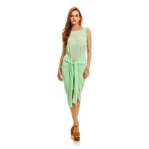 Vestido saída de praia com amarração frontal, tecido com leve transparência Vestido saída de praia com amarração frontal, tecido com leve transparência