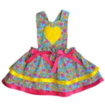 Vestido Salopete de festa Junina de bebe para ensaio mesversário - maramelo baby