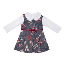 Vestido Salopete Infantil Menina Beija Flor Meia Estação Inverno Verão Conjunto