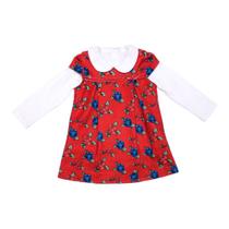 Vestido Salopete Infantil Menina Rosas Mily Conjunto Meia Estação Inverno Verão