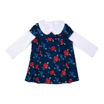 Vestido Salopete Infantil Menina Rosas Mily Conjunto Meia Estação Inverno Verão Vestido Salopete Infantil Menina Rosas Mily Conjunto Meia Estação Inverno Verão