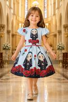 Vestido Santa Rita Luxo Menina Infantil - Rosa Vestido Santa Rita Luxo Menina Infantil - Rosa