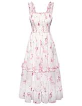 Vestido Scarlet Darkness com estampa floral A-Line Midi rosa claro Vestido Scarlet Darkness com estampa floral A-Line Midi rosa claro
