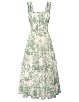 Vestido Scarlet Darkness Cottagecore com estampa floral verde para mulheres Vestido Scarlet Darkness Cottagecore com estampa floral verde para mulheres