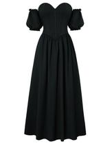 Vestido Scarlet Darkness Off Shoulder Corset Maxi Black 10 Vestido Scarlet Darkness Off Shoulder Corset Maxi Black 10