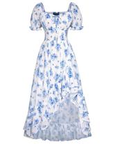 Vestido Scarlet Darkness Summer Espartilho Vestido 2025 Floral Azul L Vestido Scarlet Darkness Summer Espartilho Vestido 2025 Floral Azul L