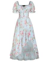 Vestido Scarlet Darkness Summer Espartilho Vestido 2025 Floral Azul Vestido Scarlet Darkness Summer Espartilho Vestido 2025 Floral Azul