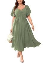 Vestido SCOMCHIC Wedding Guest Cocktail A Line Maxi Plus Size