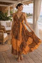 Vestido Seda Indiana Boho Estampado Tamanho Único 38 ao 50 Vestido Seda Indiana Boho Estampado Tamanho Único 38 ao 50
