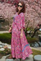 Vestido Seda Rosa Floral Vestido Seda Rosa Floral