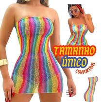 Vestido Sem Alça Arrastão Saida Praia Colorido Fashion Transparente Moda Feminina Look Festa Balada Tamanho Único Veste P ao GG Muita Elasticidade Vestido Sem Alça Arrastão Saida Praia Colorido Fashion Transparente Moda Feminina Look Festa Balada Tamanho Único Veste P ao GG Muita Elasticidade
