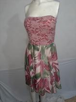 Vestido sem alça com estampado floral (Tam: P/M)
