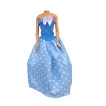 Vestido sem alça Longo Azul Estampado Veste Boneca Vestido sem alça Longo Azul Estampado Veste Boneca