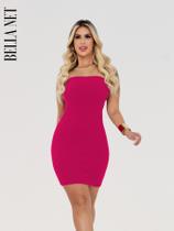 Vestido sem alça Tubinho Curto Bandeau Sem Alças Tecido Grosso Anarruga Não Amassa Vestido Coladinho Sexy CANELADO Marrom