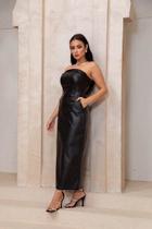 Vestido Sem Alças P.U Feminino com Cinto
