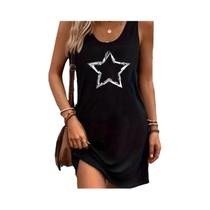 Vestido Sem Mangas Preto Para Mulheres, Casual De Verão Com Estampa De Sol E Lua, Estilo Punk