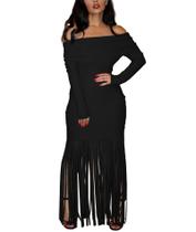 Vestido SEMATOMALA Fringe Off Shoulder Bodycon para mulheres
