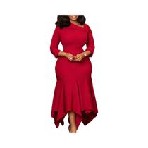 Vestido Sereia Elegante Com Decote Em V Para Mulheres, Manga Longa, Cor Sólida, Comprimento Midi, Vestido Sereia Elegante Com Decote Em V Para Mulheres, Manga Longa, Cor Sólida, Comprimento Midi,