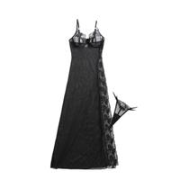 Vestido Sexy De Renda Com Alças Para Mulheres, Bordado Em Tule Transparente, Elegante E Slim,