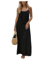Vestido SHENHE Feminino Preto com Costas Abertas e Alças Finas M