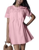 Vestido Shiyifa Babydoll Lace Patchwork Summer para mulheres