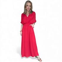 Vestido Shoulder Midi Com Pregas
