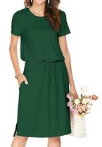 Vestido Simier Fairy feminino casual de verão verde midi com bolsos Vestido Simier Fairy feminino casual de verão verde midi com bolsos