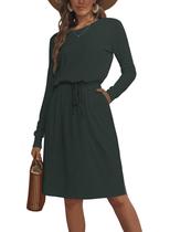 Vestido Simier Fairy feminino de outono, manga comprida, verde escuro