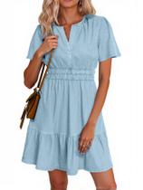 Vestido Simplee Summer Jeans Vestido feminino de manga curta azul