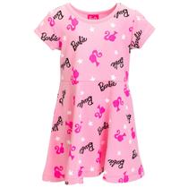 Vestido Skatista Barbie para Meninas - Tamanho 3T - Tecido French Terry Rosa