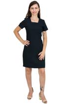 Vestido social executivo milano manga curta com elastano Vestido social executivo milano manga curta com elastano
