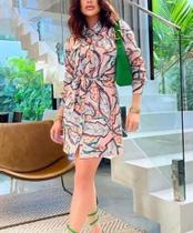 Vestido Social manga longa estampado Tam M Vestido Social manga longa estampado Tam M