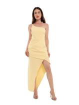 vestido social manga nula com fenda ves-0024
