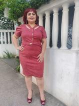 Vestido Social Midi Jeans Sarja M MARIA 3615 BotõesTamanho Grande MODA EVANGELICA