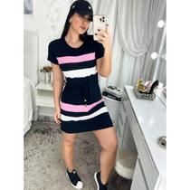 Vestido soltinho malha fresquinha nautico moda evangelica com cordão Vestido soltinho malha fresquinha nautico moda evangelica com cordão